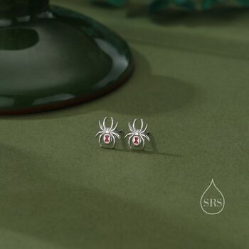 Black Widow Spider Enamel Stud Earrings, 2 of 11