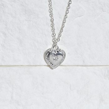 Dainty Heart Locket Pendant Silver, 7 of 8