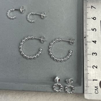 Sterling Silver Jewellery, Bead Ball Hoops Earrings, 8 of 12
