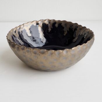 Handmade Navy Blue And Gold Ceramic Ring Dish, 3 of 8