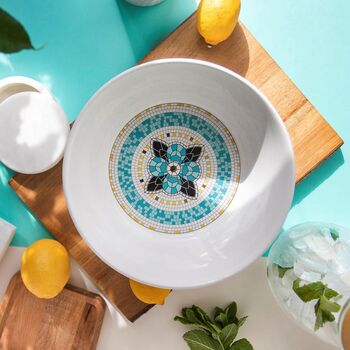 Mosaic Effect Turquoise Porcelain Bowl, 2 of 6