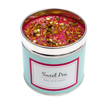 Tin Candle With Sparkle Sweet Pea And Rose, 2 of 2