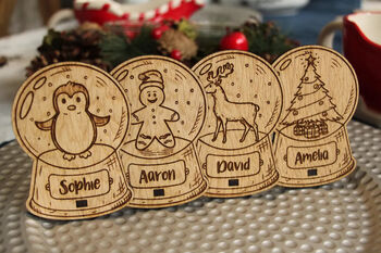 Personalised Snow Globe Table Place Settings Christmas, 5 of 6