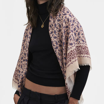 Paisley Folk Caramel Square Scarf, 2 of 5