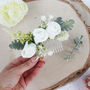 Cream And Sage Green Bridal Flower Comb, thumbnail 1 of 8