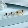 Sterling Silver Triangle And Black Marquise Cz Arrow Stud Earrings, thumbnail 7 of 12