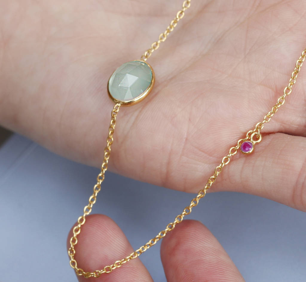 Ruby And Aqua Gemstone Necklace In Gold Vermeil, 1 of 4