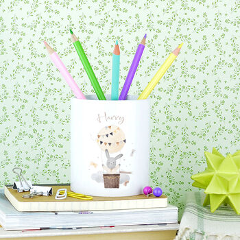 Personalised Rabbit In A Hot Air Balloon Pen Pot, 2 of 2