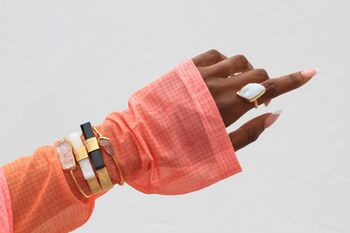 Quiet Luxury Collection White Gemstone Gold Cuff Bracelet, 2 of 4