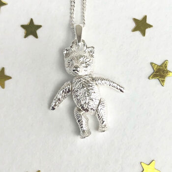 Sterling Silver Jointed Bear Necklace, 4 of 8