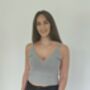 Grey Pure Cashmere Soft Ribbed Knit Crop Vest Top, thumbnail 1 of 8