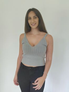 Grey Pure Cashmere Soft Ribbed Knit Crop Vest Top, 2 of 8