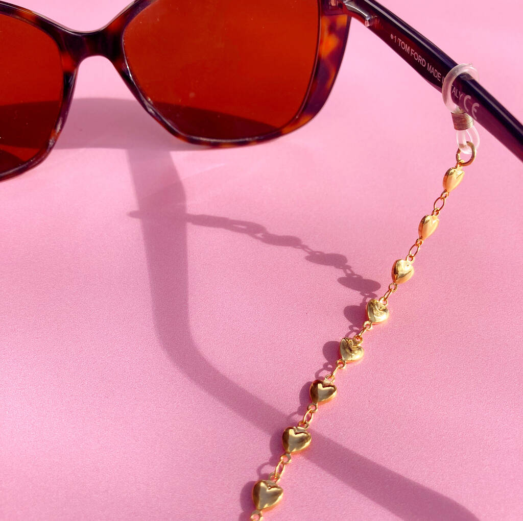 Silver Or Gold Plated Hearts Sunglasses Chain By Lucent Studios