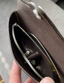 Personalised Dark Brown Leather Sunglasses Case, 2 of 10
