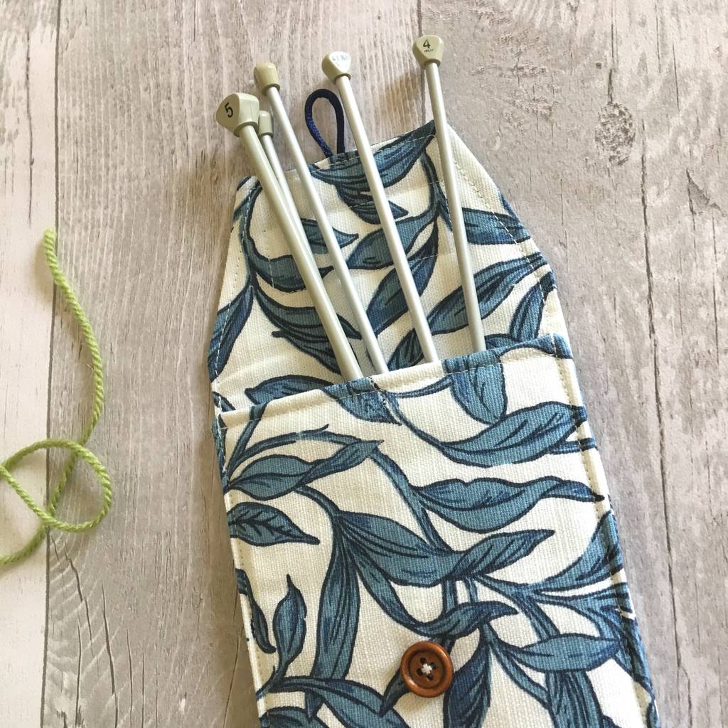 Personalised Trailing Leaves Knitting Needle Case By Jackie Martin Designs
