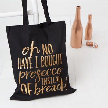 Black And Copper Prosecco Tote Shopping Bag, 4 of 4