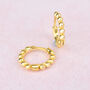 Gold Beaded Huggie Hoop Earrings, thumbnail 3 of 7