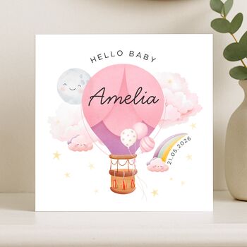 Personalised Welcome Baby Girl Card Balloon, 7 of 8