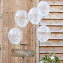 Pack Of Five White Confetti Filled Clear Balloons, thumbnail 1 of 3