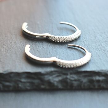 Silver Hoop Earrings Cubic Zirconia Classic Style, 8 of 10