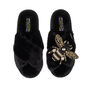 Classic Laines Slippers With Artisan Honeybee Brooch, thumbnail 2 of 7