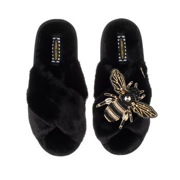Classic Laines Slippers With Artisan Honeybee Brooch, 2 of 7