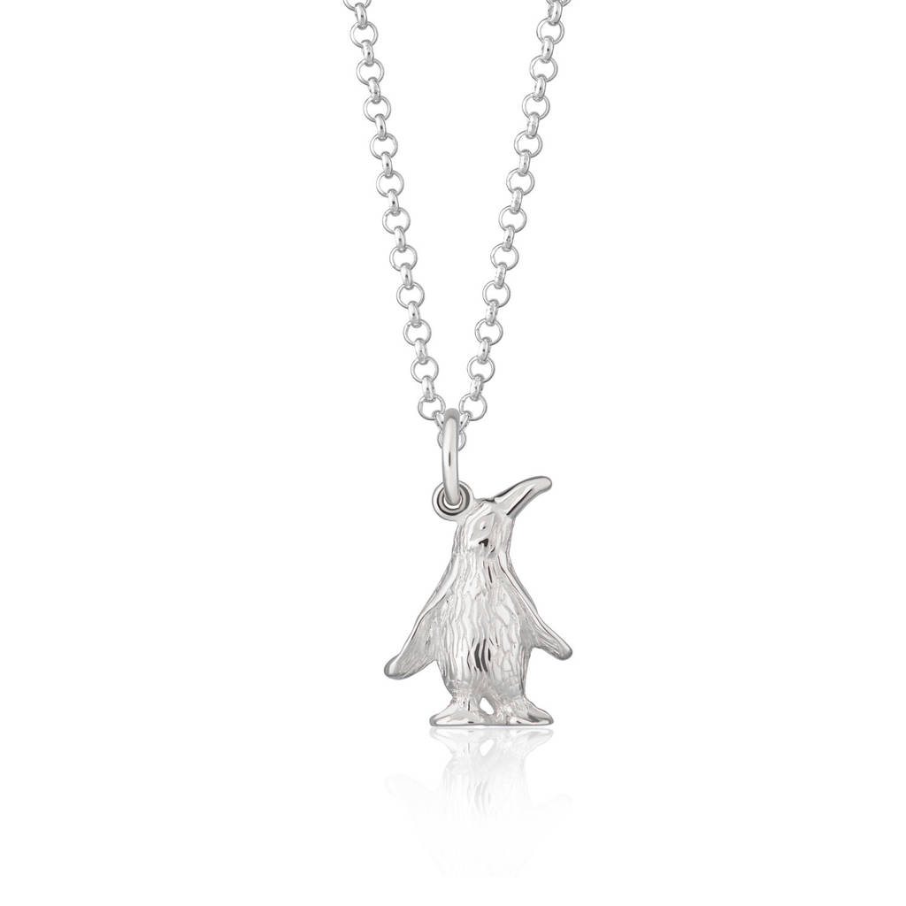 Silver Penguin Necklace With Personalised Message Card By Lily Charmed