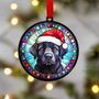 Labrador Black In Santa Hat Suncatcher Decoration, thumbnail 1 of 6