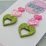 Glitter Triple Heart Resin Earrings, thumbnail 5 of 8