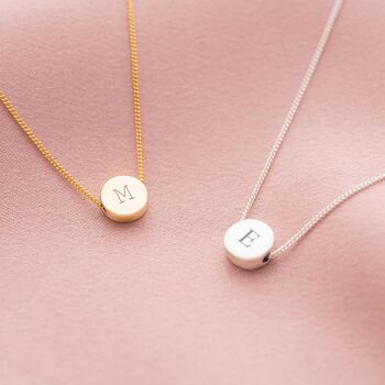 Sterling Silver Mini Disc Initial Personalised Necklace, 2 of 7