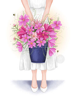 Cosmos Flower Person Illustrated Print, 2 of 2