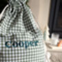 Personalised Green Gingham Gift Sack Embroidered, thumbnail 5 of 12