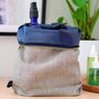 Striped Blue/Natural Linen Toiletry Bag, thumbnail 2 of 4