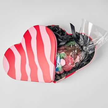 Heart Shaped Tin In Swedish Design Filled With Swedish Candy Kärlek, 6 of 6
