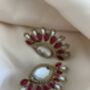Red Kundan Statement Lightweight Earrings, thumbnail 2 of 5
