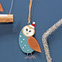 Owl With Santa Hat Christmas Tree Decoration, thumbnail 2 of 3