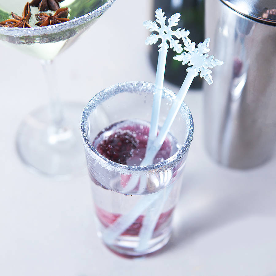 Set Of Snowflake Christmas Drink Stirrers By Clouds and Currents