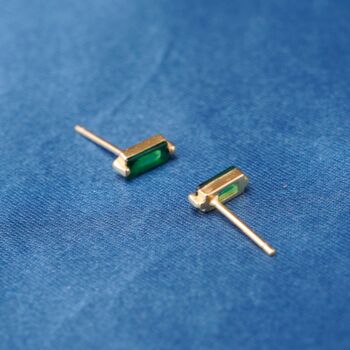 Emerald Birthstone Stud Earrings, Green Stone Stud Earrings, 6 of 7
