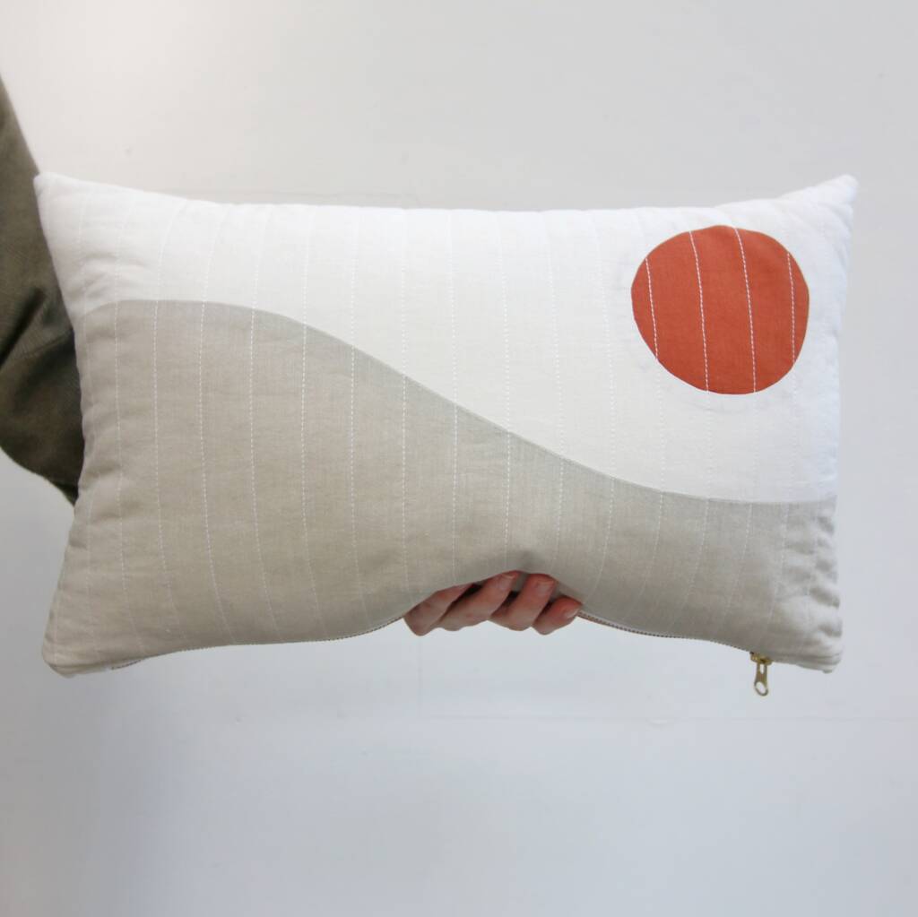 Organic Cotton Handmade Abstract Quilted Cushion Cover By Excell Quilt