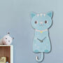 Charming Wooden Cat Wall Clock For Kids With Pendulum, thumbnail 1 of 3