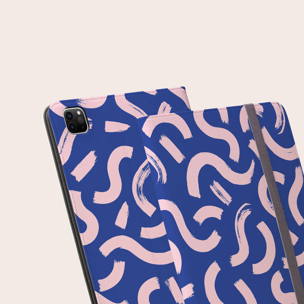 Blue Squiggles Vegan Leather iPad Pro Folio Case, 1 of 7