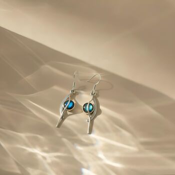 Sterling Silver Labradorite Teardrop Dangle Earrings, 3 of 7