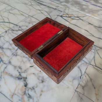 Gothic Wooden Gift; Floral Triquetra Carved Box, 2 of 5