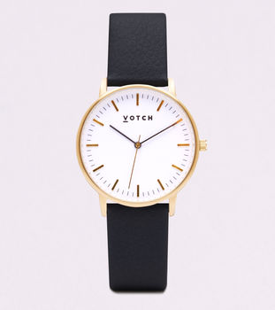 New Collection Gold Vegan Leather Watch, 4 of 12
