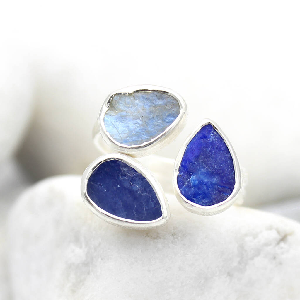 Tanzanite, Moonstone And Lapis Lazuli Gemstone Ring, 1 of 7