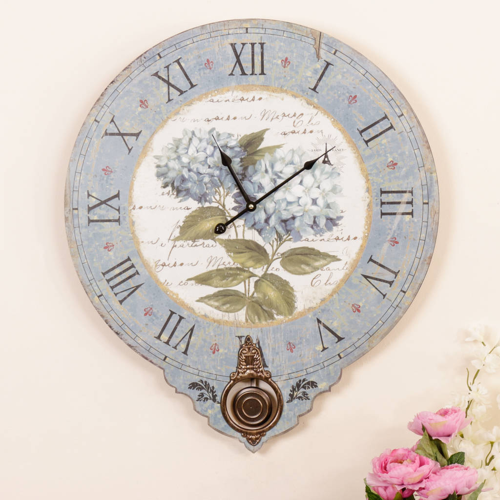 Large French Hydrangea Wall Clock By Dibor