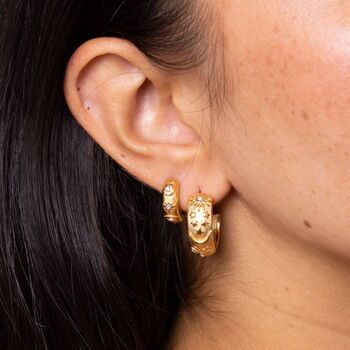 Moon, Star And Sun Celestial Chunky Hoop Earrings, 2 of 6