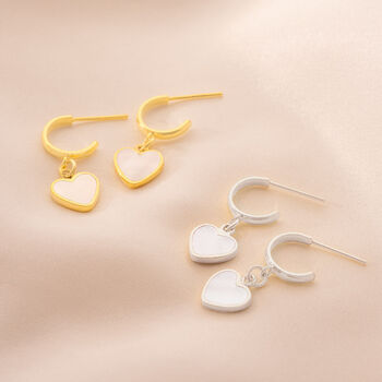 Sterling Silver Mother Of Pearl Heart Earrings, 2 of 3