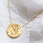 Birth Flower Disc Necklace In 18 Carat Gold Vermeil, thumbnail 1 of 12