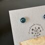 Green Sparkly Fused Glass Sterling Silver Stud Earrings, thumbnail 8 of 9
